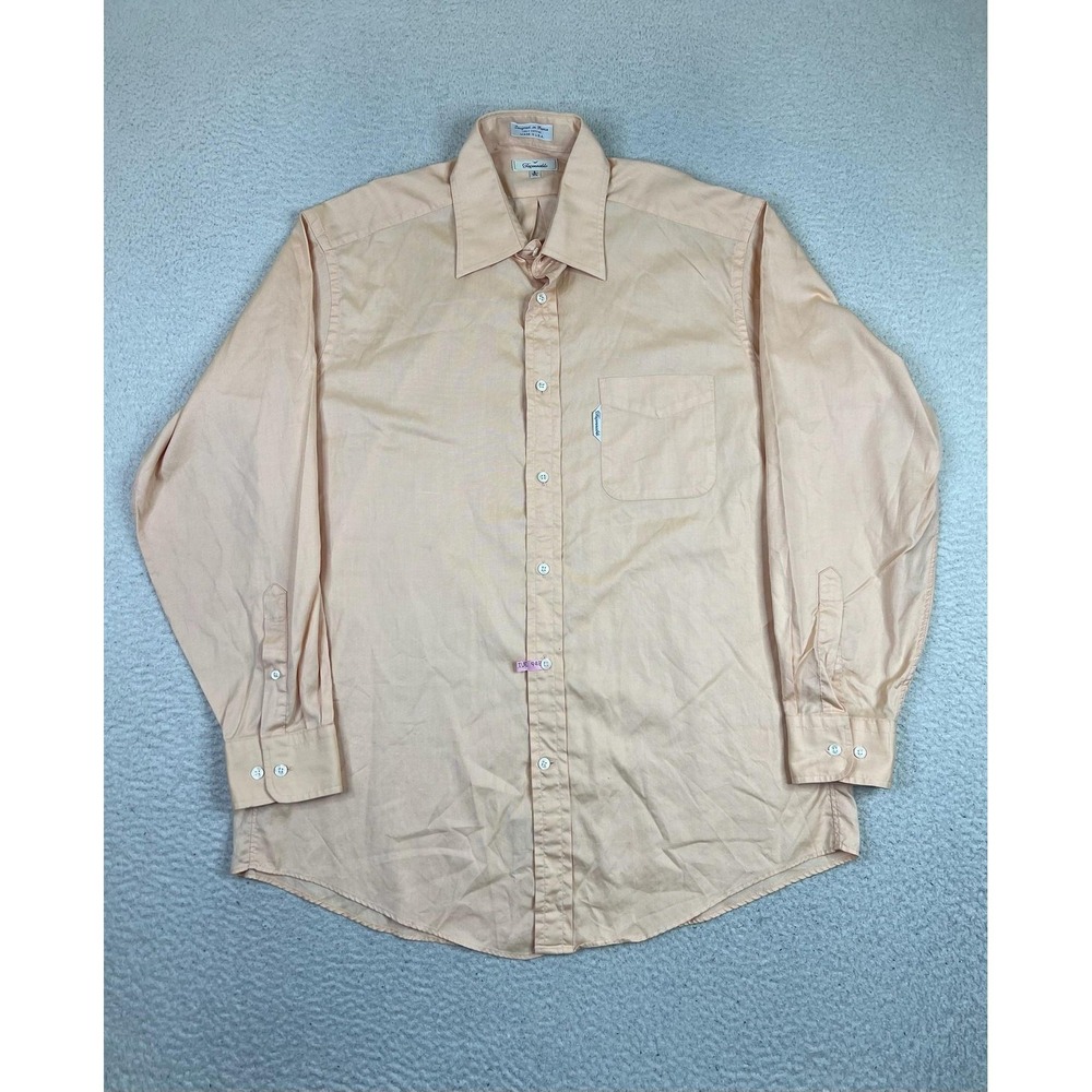 Vintage Faconnable Mens XL Orange Cotton Long‎ Sleeve Button Up Shirt Made USA